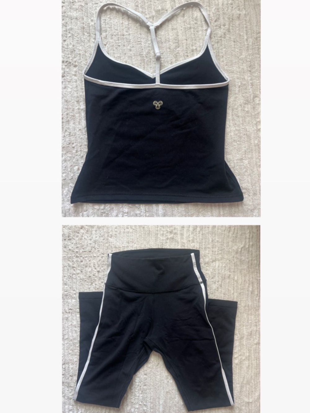 *BUNDLE* Aritzia Black Tank Top & Leggings Set Bundle with White Contrast Trim